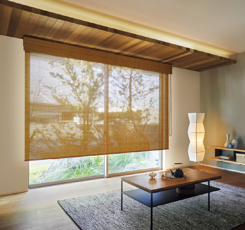 日本古来の簾をリデザインした天然木によるスクリーンどこか懐かしい感じがします
